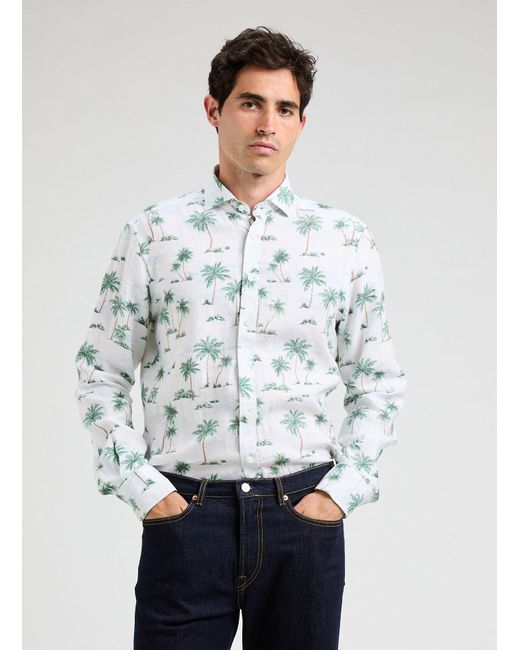 Chemise à motif en lin Hackett pour homme en coloris White