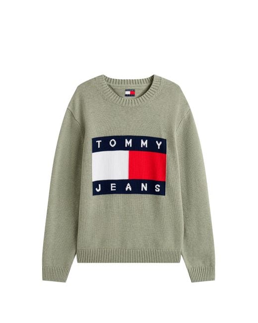 Pull chiné à badge drapeau Tommy Hilfiger pour homme en coloris Gray