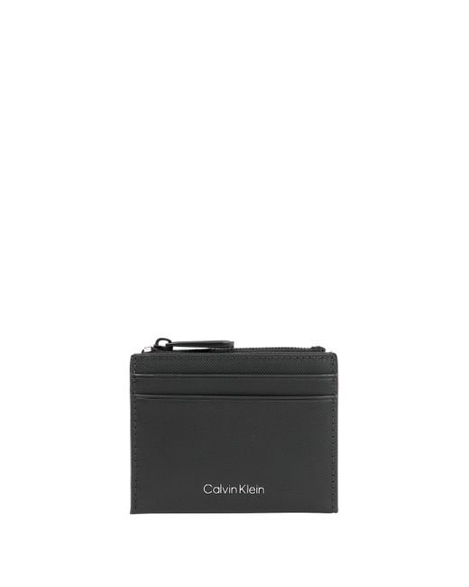 Porte-cartes en cuir Calvin Klein pour homme en coloris Black