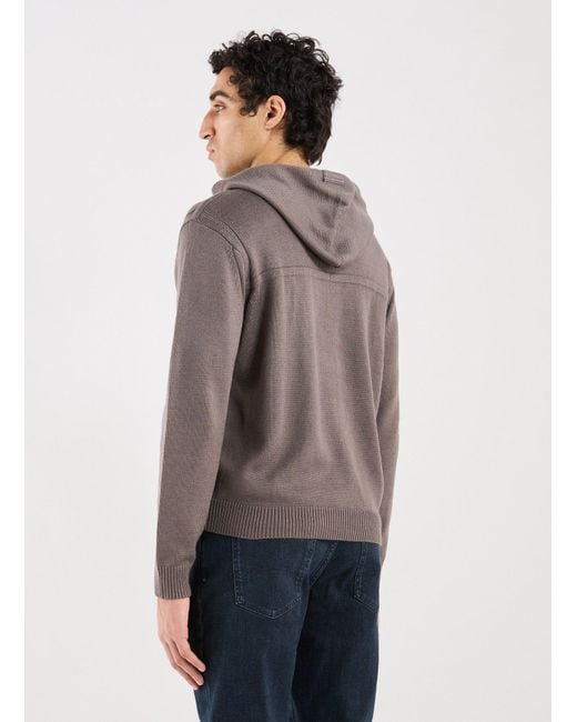 Gilet à capuche en laine et coton mélangés ARMANI EXCHANGE pour homme en coloris Gray