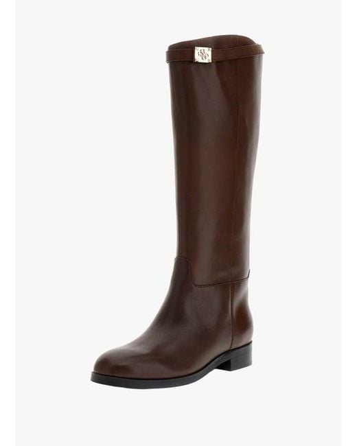 Bottes Hautes En Cuir De Vache Guess en coloris Brown