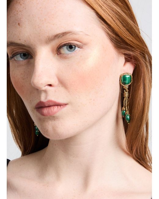 Boucles d'oreille Miki en malachite Aurelie Bidermann en coloris Green