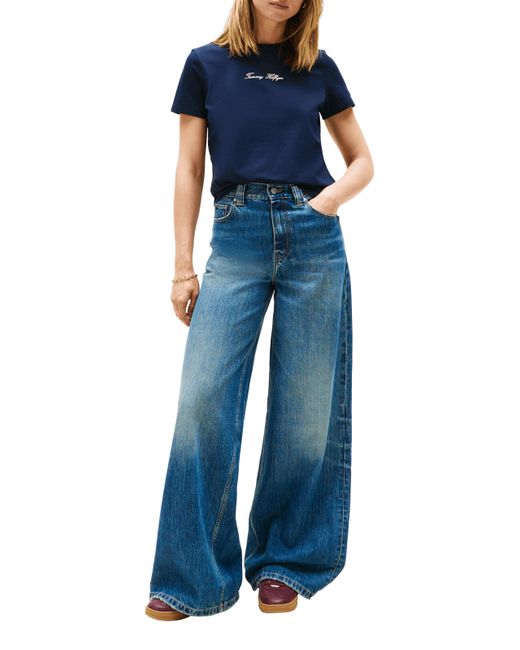 T-shirt à logo en coton Tommy Hilfiger en coloris Blue