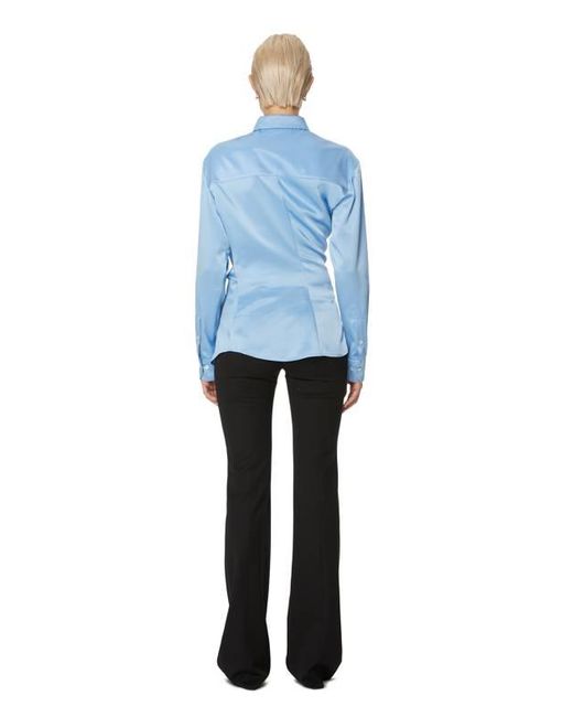 Y Project Chemise Twisted En Satin Femme De Coloris Bleu