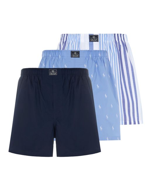 Lot de trois caleçons en coton Polo Ralph Lauren pour homme en coloris Blue
