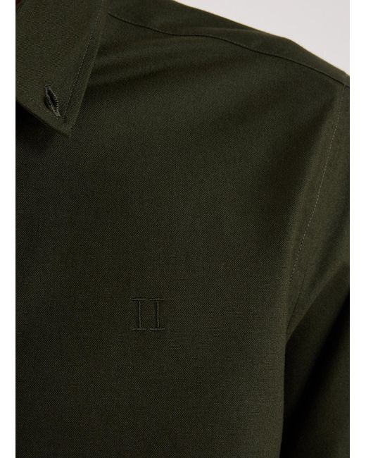 Chemise col américain en coton mélangé Les Deux pour homme en coloris Green