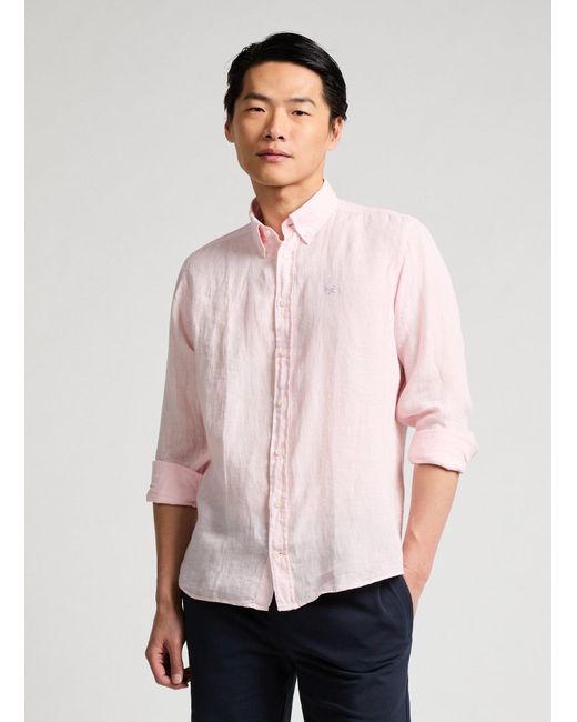 Chemise en lin Hackett pour homme en coloris Pink
