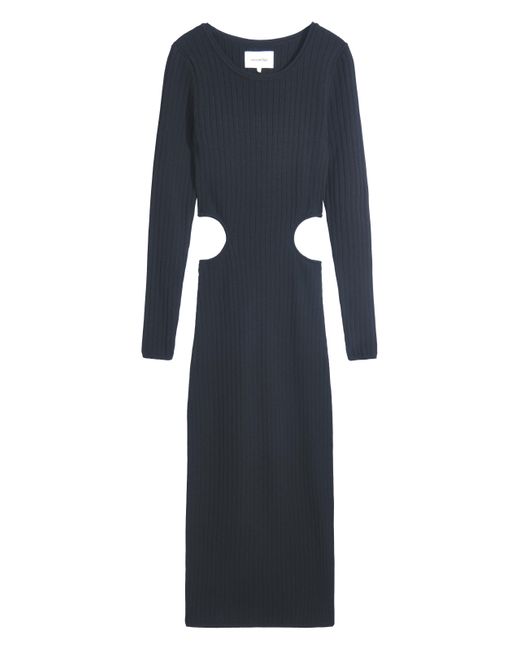 Robe midi en maille côtelée SAISON 1865 en coloris Black