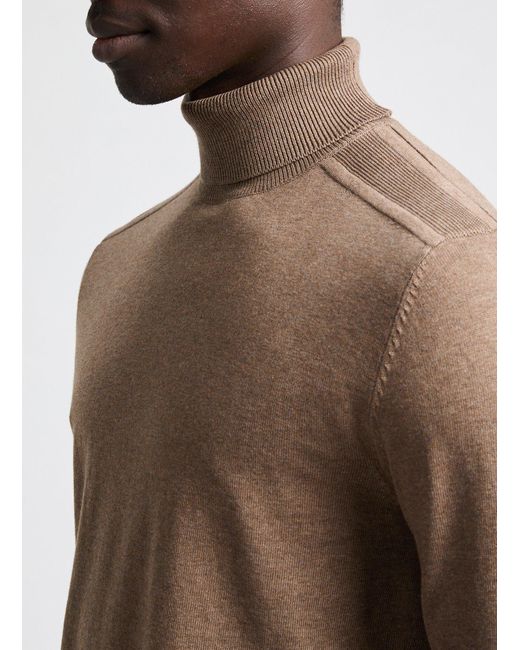 Pull col roulé SELECTED pour homme en coloris Natural