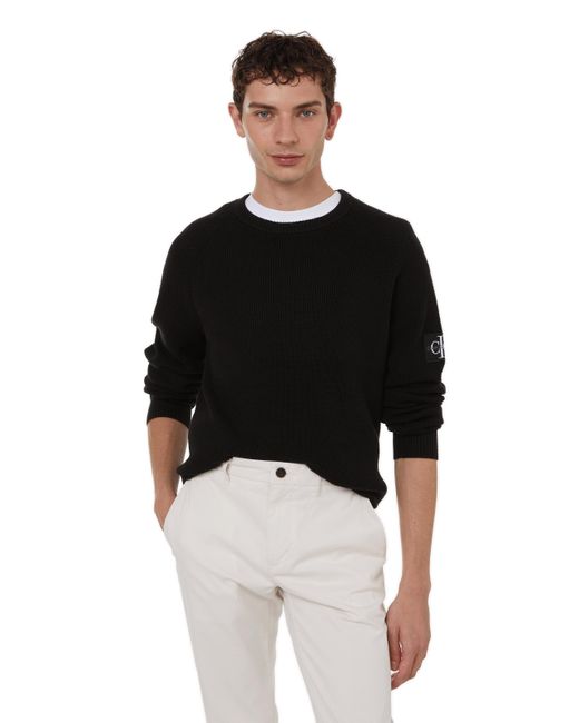Pull en coton Calvin Klein pour homme en coloris Black