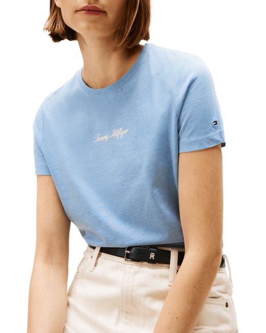T-shirt à logo en coton Tommy Hilfiger en coloris Blue