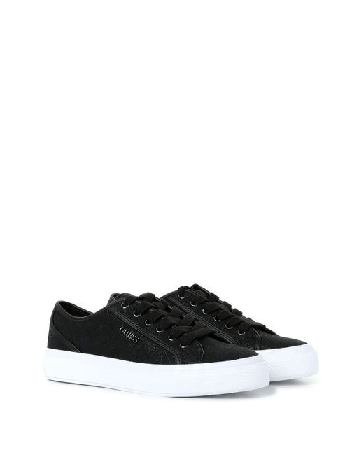 Baskets en toile à logo Guess en coloris Black