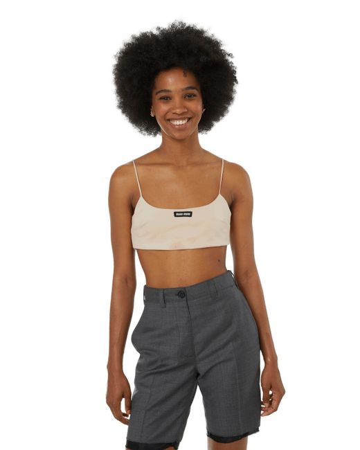 Top bralette à logo Miu Miu en coloris Black