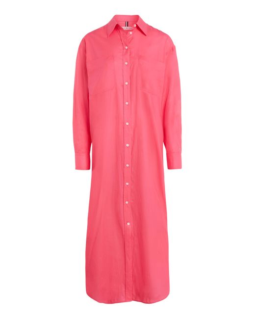 Robe longue en coton Tommy Hilfiger en coloris Pink
