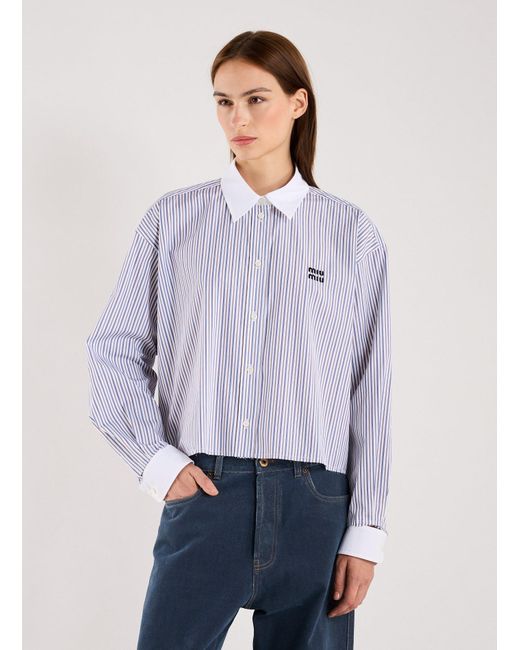 Chemise courte en coton Miu Miu en coloris Purple