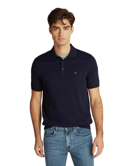 Polo rayé en coton Tommy Hilfiger pour homme en coloris Blue