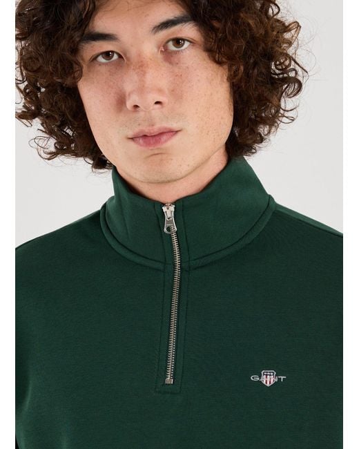 Sweatshirt à col zippé en coton mélangé Gant pour homme en coloris Green