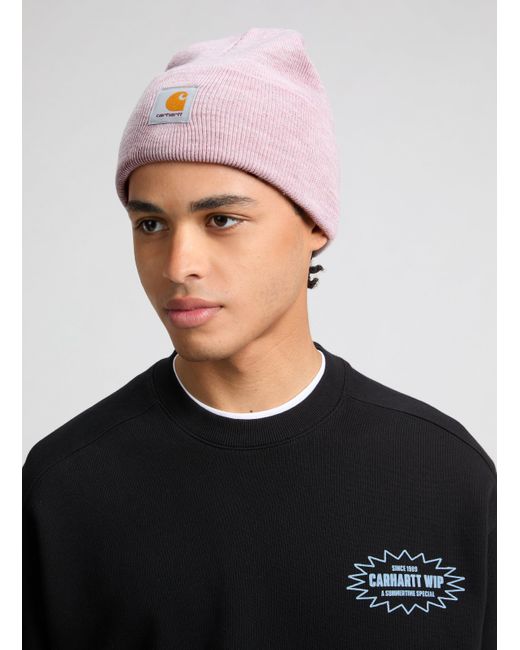 Bonnet en maille côtelée Carhartt pour homme en coloris Pink