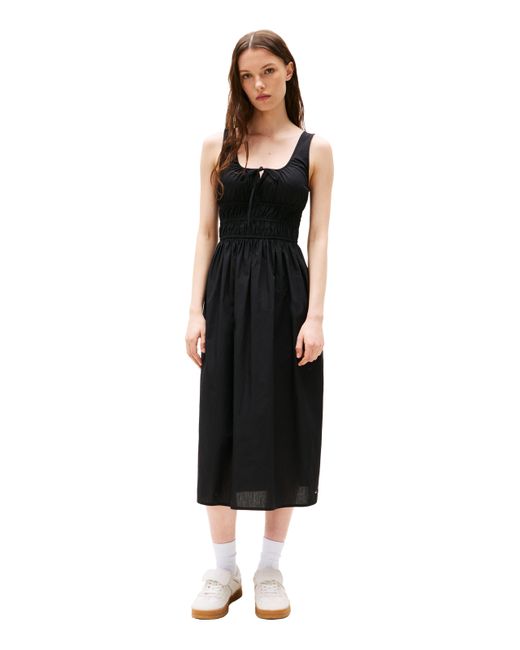 Robe midi en popeline Tommy Hilfiger en coloris Black