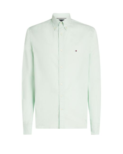 Chemise unie en coton Tommy Hilfiger pour homme en coloris Green