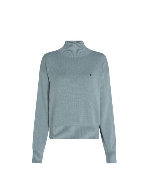 Pull col roulé en coton Calvin Klein en coloris Blue