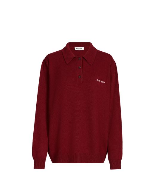 Pull Maglieria en cachemire Miu Miu en coloris Red