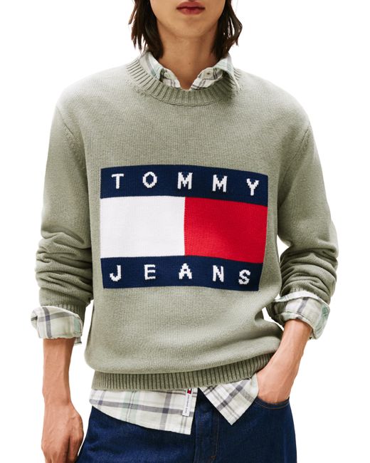 Pull chiné à badge drapeau Tommy Hilfiger pour homme en coloris Gray