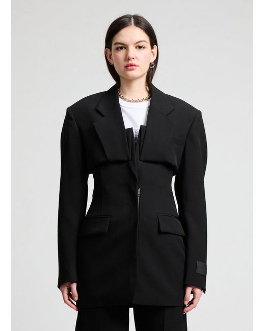 Robe effet tailleur déconstruit en laine Alexander Wang en coloris Black