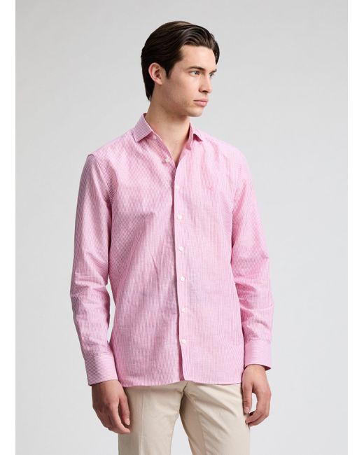 Chemise rayé en lin et coton Hackett pour homme en coloris Pink