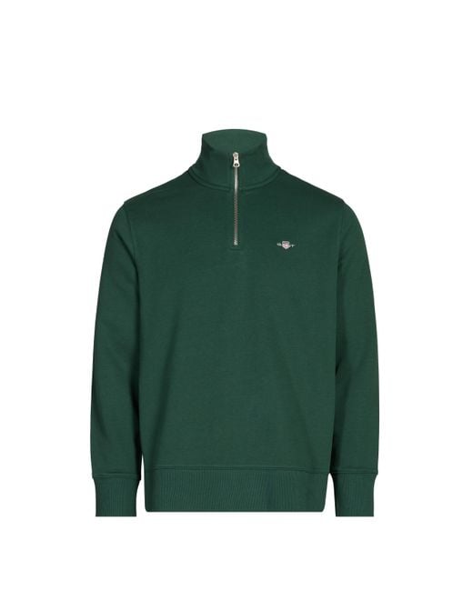 Sweatshirt à col zippé en coton mélangé Gant pour homme en coloris Green