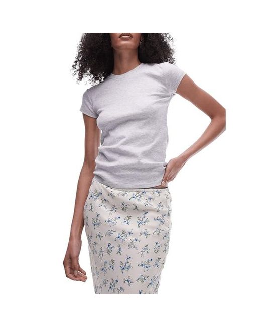 T-Shirt Col Rond En Coton TOPSHOP en coloris Gray
