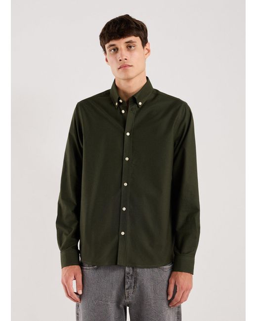 Chemise col américain en coton mélangé Les Deux pour homme en coloris Green