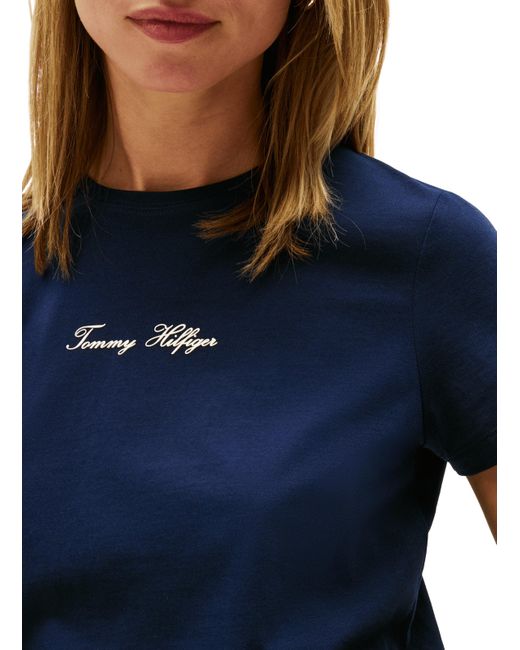 T-shirt à logo en coton Tommy Hilfiger en coloris Blue