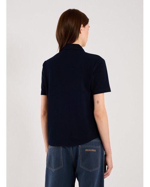 Top à logo en coton Miu Miu en coloris Blue