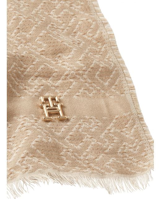 Echarpe motif monogramme en coton Tommy Hilfiger en coloris Natural