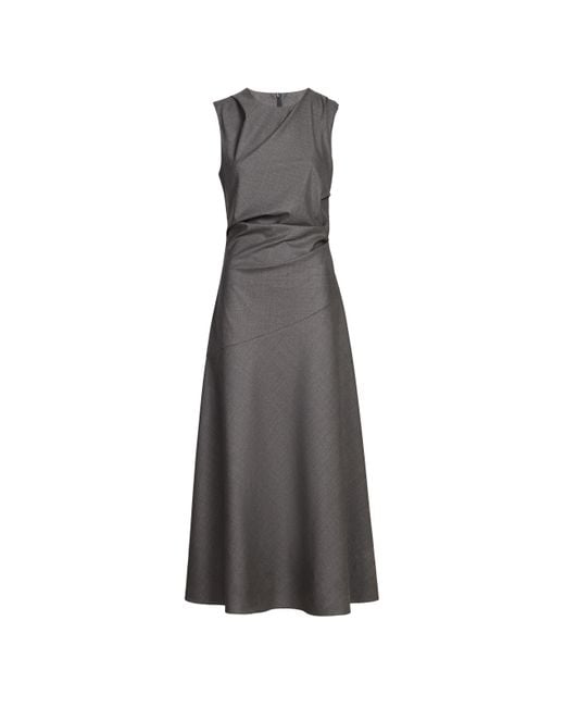 Robe longue drapée en laine vierge RÓHE Frames en coloris White