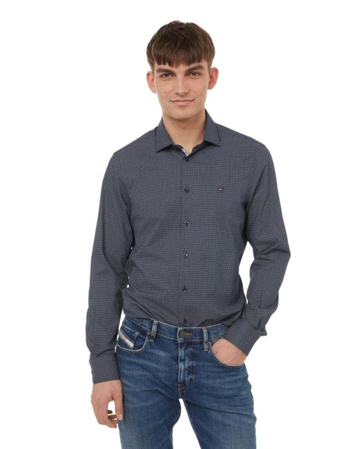 Chemise à motif en coton Tommy Hilfiger pour homme en coloris Blue
