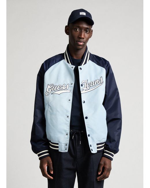 Bomber à logo Guess pour homme en coloris Blue