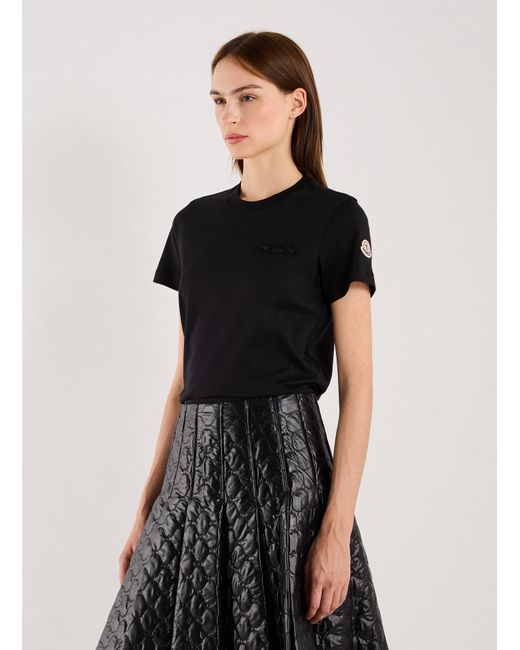 T-shirt en coton Moncler en coloris Black