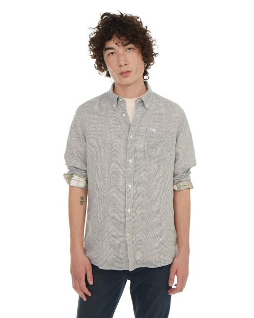 Chemise à carreaux en lin Barbour pour homme en coloris Gray
