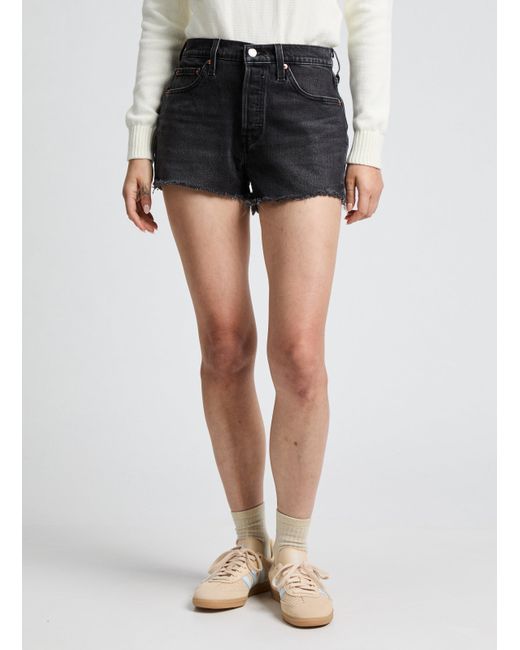 Short en denim de coton Levi's en coloris Black