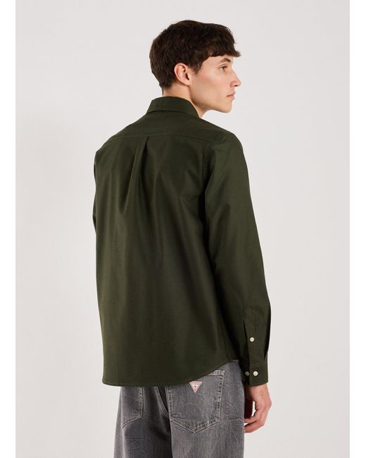 Chemise col américain en coton mélangé Les Deux pour homme en coloris Green