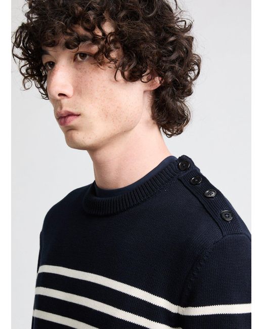 Pull rayé en coton Gant pour homme en coloris Black