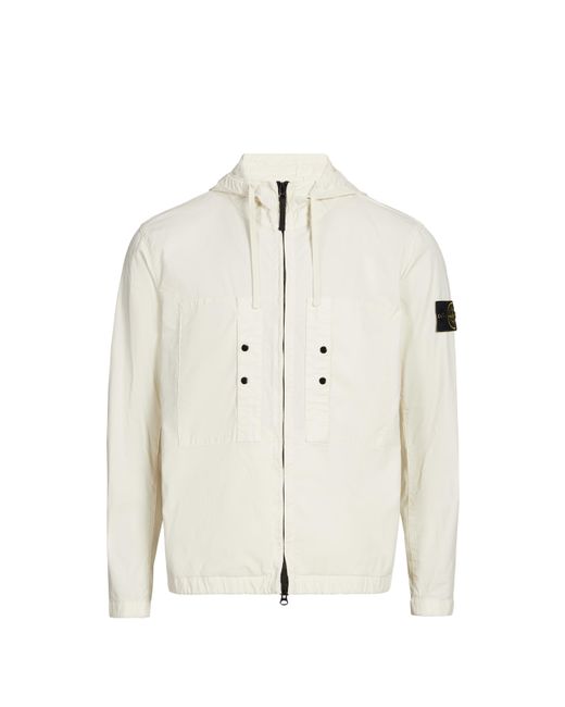 Veste à capuche en coton mélangé Stone Island pour homme en coloris White