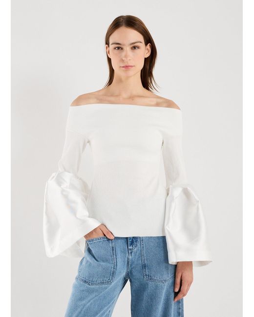 Haut à épaules dénudées et manches bouffantes en coton Marques'Almeida en coloris White