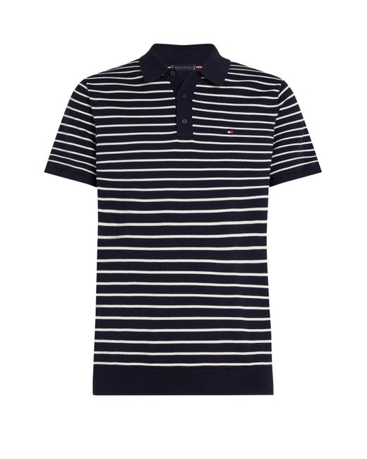 Polo rayé en coton Tommy Hilfiger pour homme en coloris Blue
