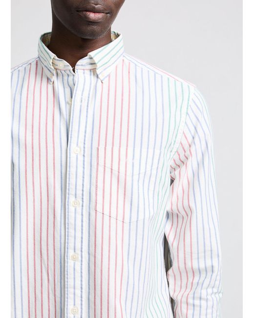 Chemise à rayures en coton Gant pour homme en coloris White
