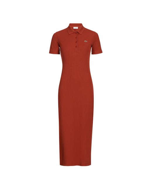 Robe longue en coton Lacoste en coloris Red