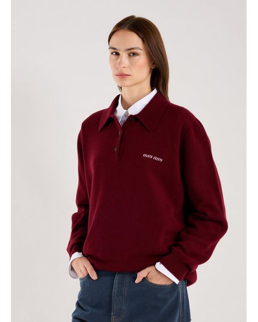Pull Maglieria en cachemire Miu Miu en coloris Red