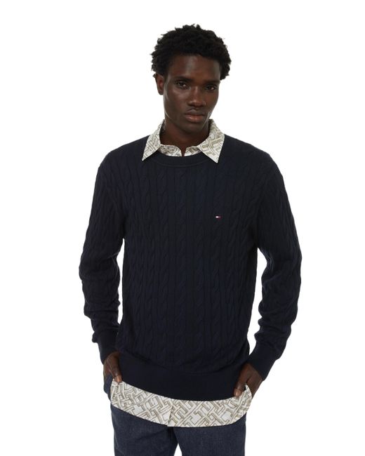 Pull en maille torsadée Tommy Hilfiger pour homme en coloris Blue